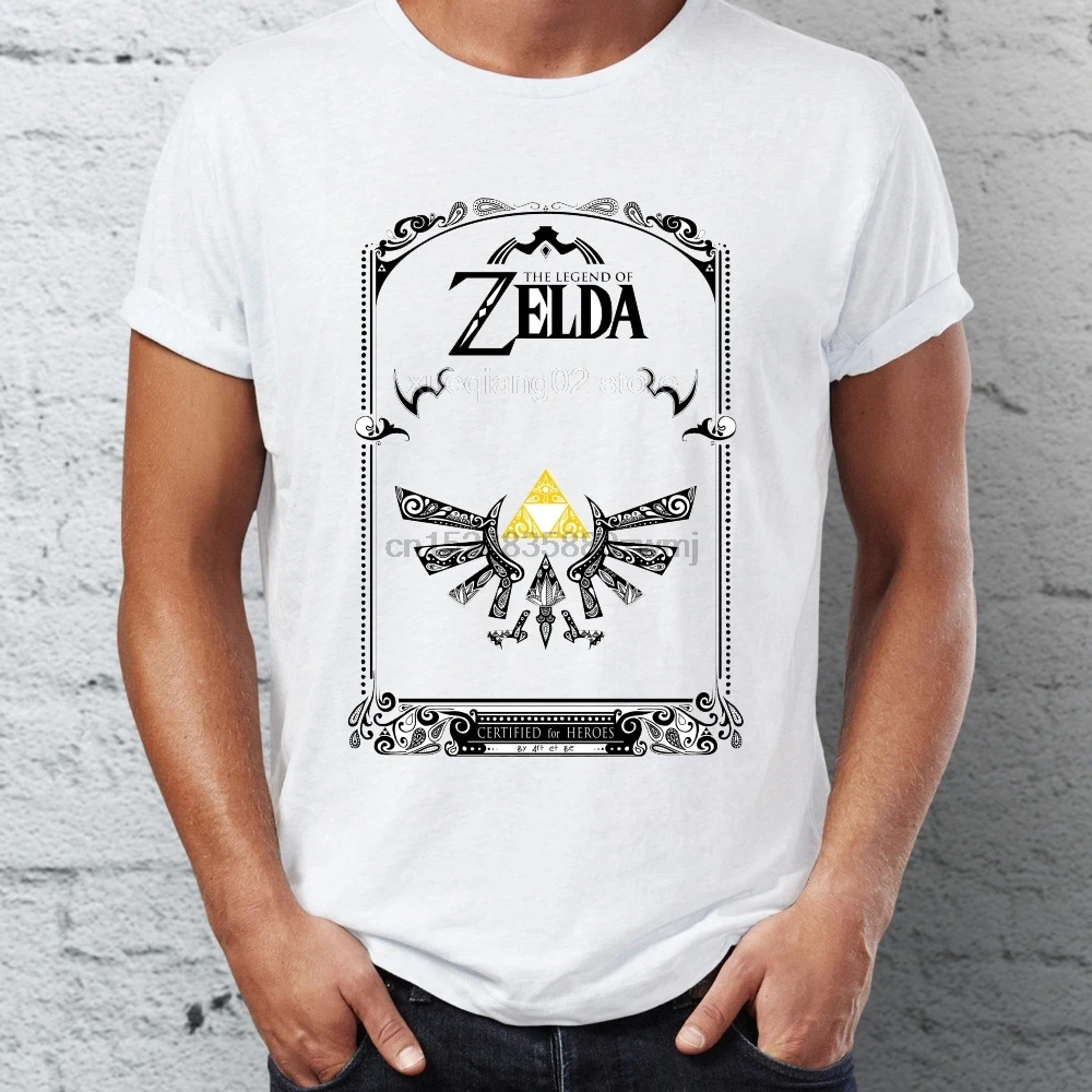 T Shirt uomo Legend of Zelda Master Sword Hylian Shield Ocarina Pozioni Gaming Tee |