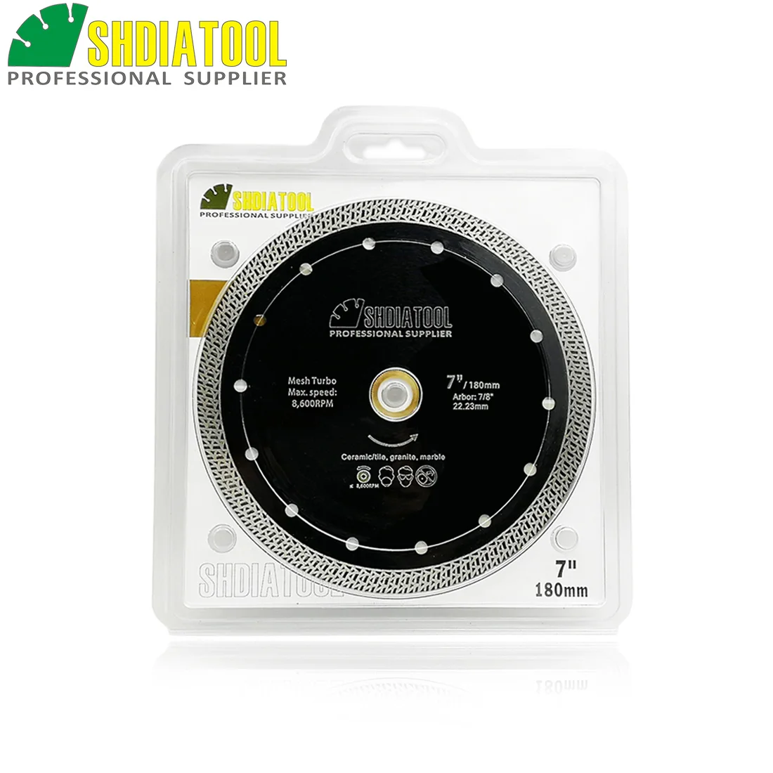 SHDIATOOL 2pcs Dia 180mm/7" Hot-pressed Sintered Diamond Cutting Disc Mesh Turbo Diamond Saw Blade Granite Marble Tile Ceramic