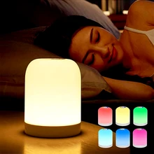 

USB Rechargeable RGB Color-Changing Night Light Dimmable Touch Control Table Lamp for Kids Baby Nursing and Reading Lighting