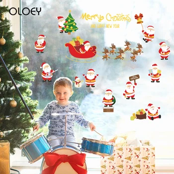 

1pcs 45*60cm DIY Christmas Wall Stickers NEW Santa Claus Christmas gift Merry Christmas holiday sticker christmas decorations...