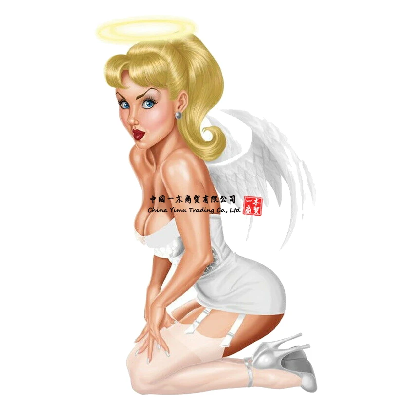 Accessori Auto Adesivi Per Angel Babe Angelo Sposa Pin Up Girl Sexy Ali Casco Sticker Francais Decalcomanie