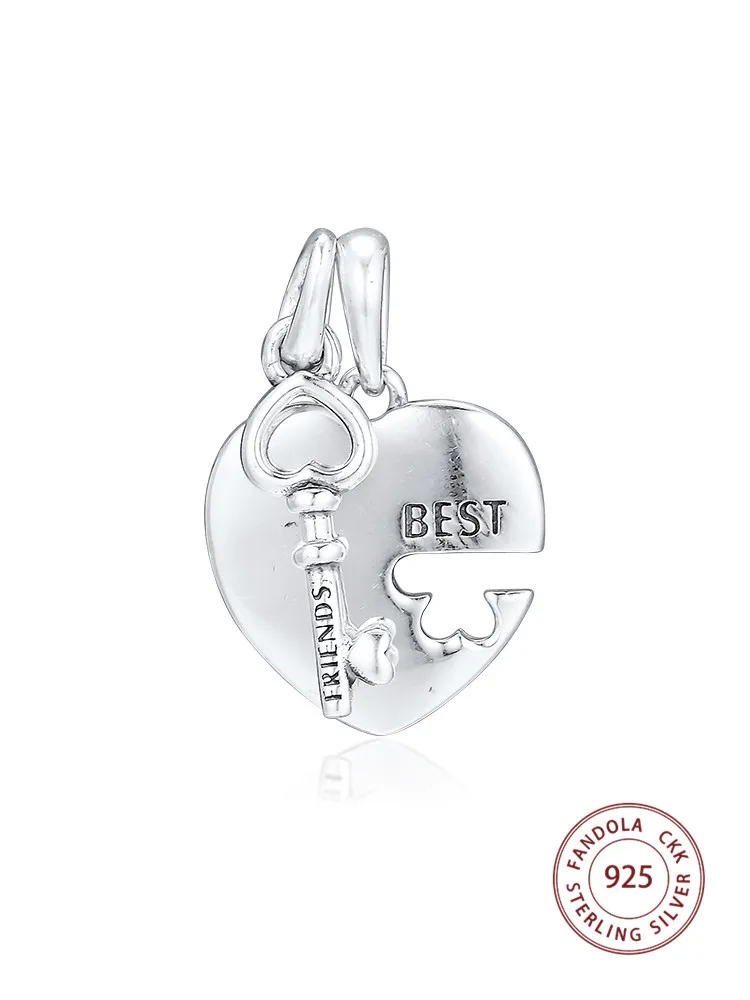 CKK Fit Pandora браслет ожерелье стерлингового серебра 925 лучшие друзья Сердце& брелоки подвески серебро 925 DIY ювелирные изделия аксессуары