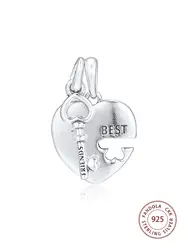 CKK Fit Pandora браслет ожерелье стерлингового серебра 925 лучшие друзья Сердце & брелоки подвески серебро 925 DIY ювелирные изделия аксессуары