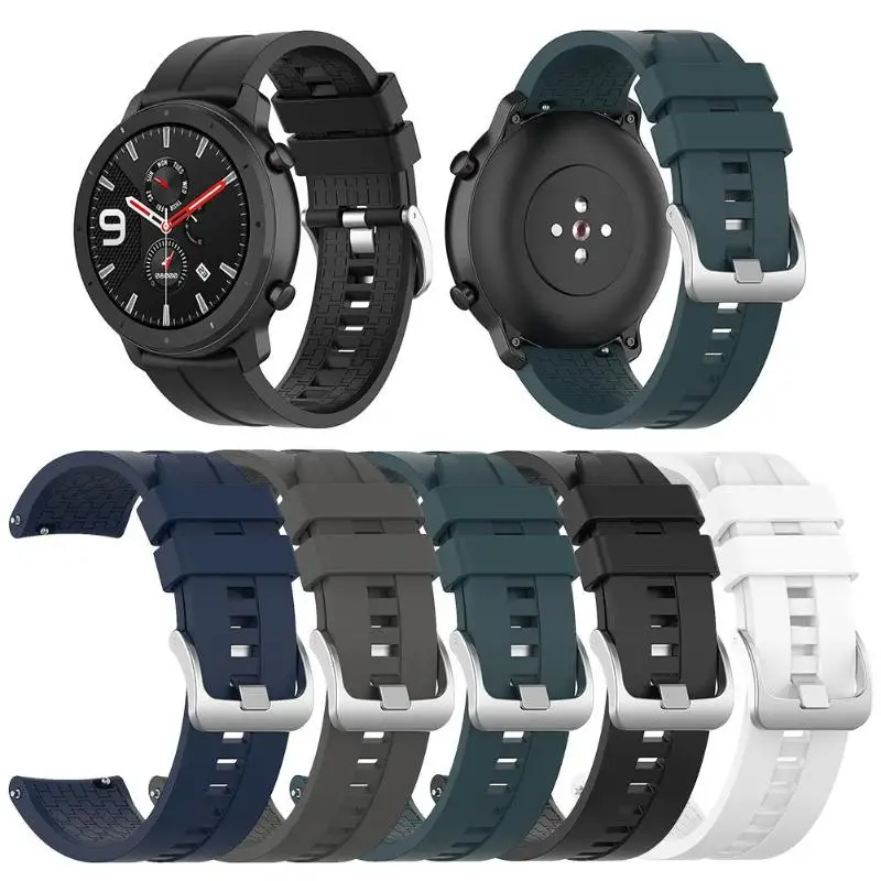 

22mm Silicone Wrist Strap Watch Band with Steel Buckle for Xiaomi Huami Amazfit GTR 47mm Watch Bracelet watchband
