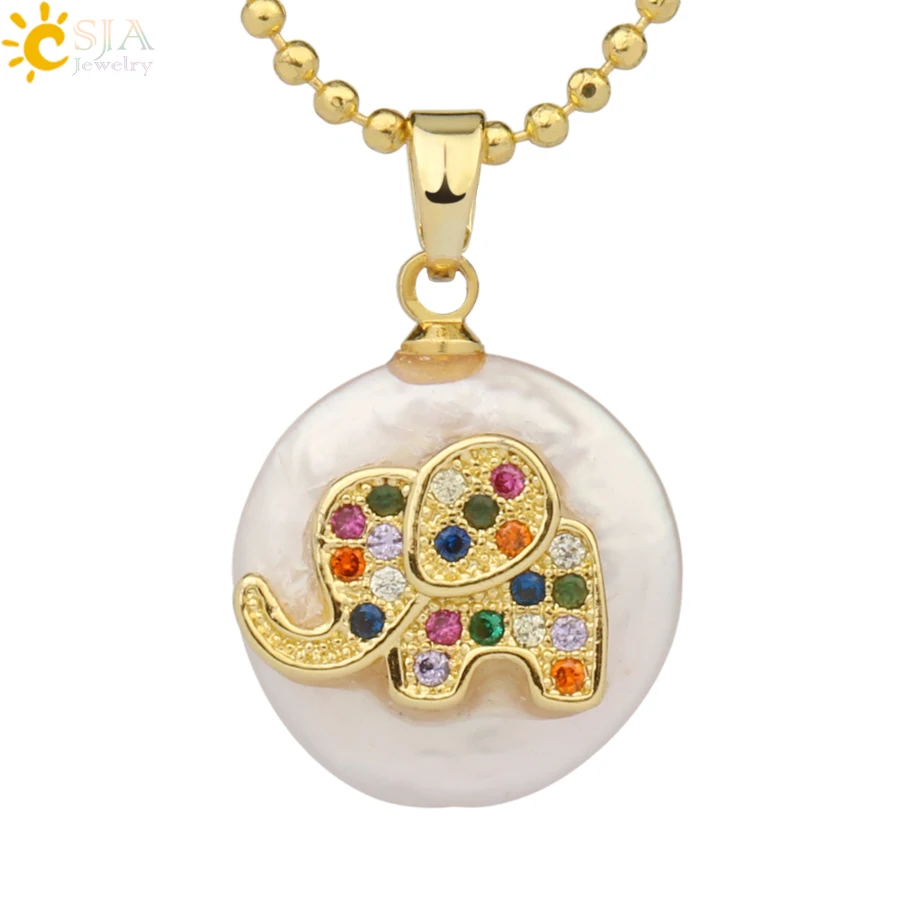 Necklace-N Csja кулон из пресноводного жемчуга крыло животное слон сова кролик растение кактус Подвески ожерелье со стразами для женщин Девушка G216 - Окраска металла: Necklace-N