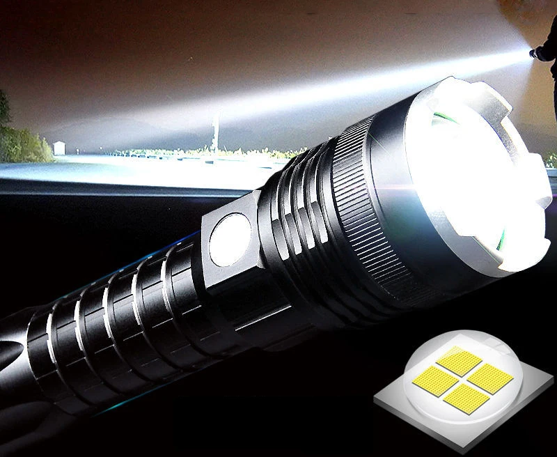 Мощный светодиодный светильник XHP50 с usb-зарядкой, водонепроницаемый, с зумом, 4 режима, тактический фонарь, уличный охотничий светильник, с помощью батареи 26650