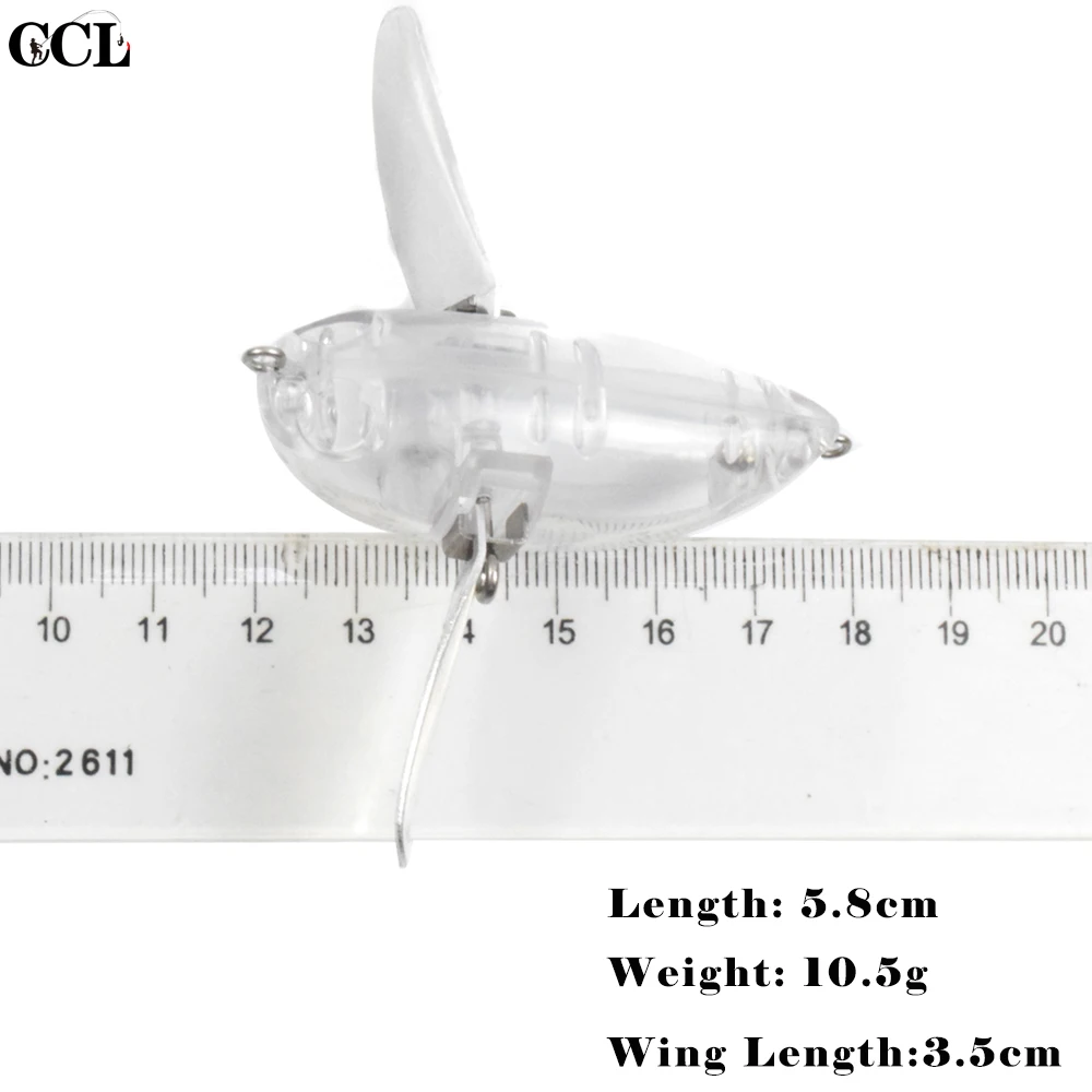 CCLTBA 10pcs/lot Unpainted Insect Lure 5.8cm 10.5g Topwater Blank Wobblers Baits Metal Blade Fishing Tackle Popper Bait Fishing