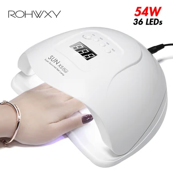 

ROHWXY UV Led Nail Lamp For Nail Art Tools 54W Manicure Machine For Drying Gel Nail Dryer For Nail DIY Painitng With 36Pcs Leds
