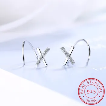 

Fashion 925 Sterling Silver X Letter Dazzling CZ Ear Bones Ear Buckle Ring Tightly Packed Mini Double Ring Earring DS2489