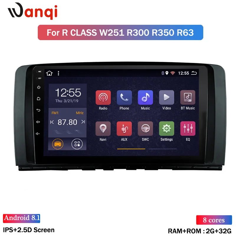 Android 8,1 Автомагнитола для Mercedes Benz R Class W251 R280 R300 R320 R350 R63 2006-2013 Navi gps Мультимедиа ips экран без DVD - Цвет: Eight cores