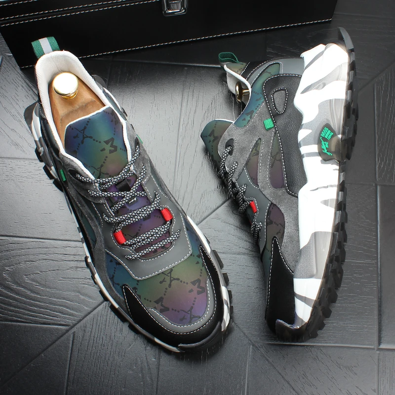 2021 New Men Designer Streets Fashion Graffiti Showy Causal Flats Shoes Male Platform Shoes For Web Celebrity Man Sneakers