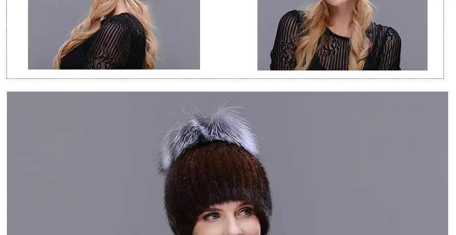 JINBAOSEN neue heiße Russische pelz hut nerz fuchs pelz stricken hut winter frauen warme ski cap