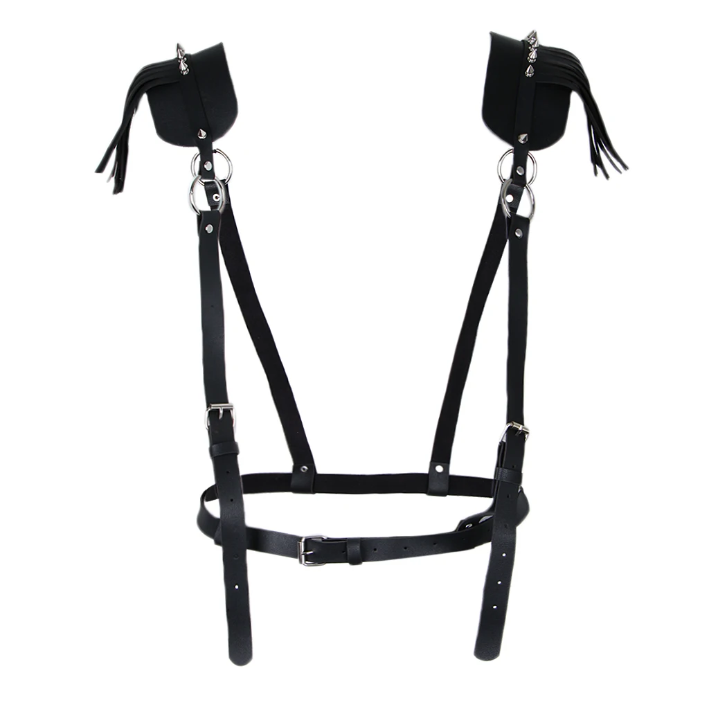 Lady Leather Pin Buckle Tassel Suspender Waist Belt Waspie Corset Cinch Cosplay Costume Tied Waspie Corset Shirt Braces