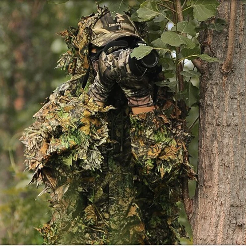 Охота Ghillie костюм 3D бионический камуфляж лист камуфляж джунгли лесной наблюдение за птицами пончо манто Охота Стрельба игра одежда