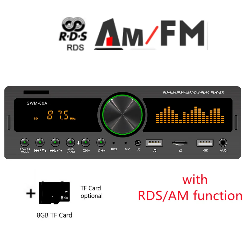 head unit 1 DIN Car Radio Multimeida MP3 Player Audio Copy Bluetooth TF USB AUX-Input Locator Auto Stereo Head Support RDS/AM Function car audio near me Car Radios