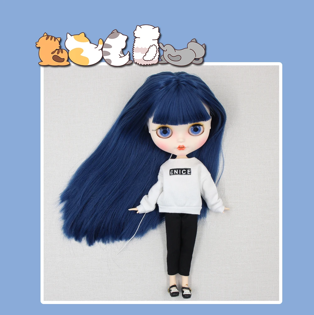 Grace – Premium Custom Neo Blythe Doll with Blue Hair, White Skin & Matte Smiling Face 2