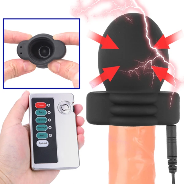Electric Shock Glans Cap Penis Massage Cup Delay Training Stimulator Medical Theme Sex Toys Male Masturbation | Красота и здоровье