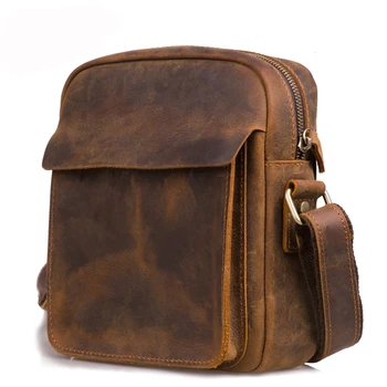 

Genuine Crazy Horse Cowhide Leather Men Messenger Bag For Laptop Male Vintage Tote Shoulder Crossbody Bags Handbag
