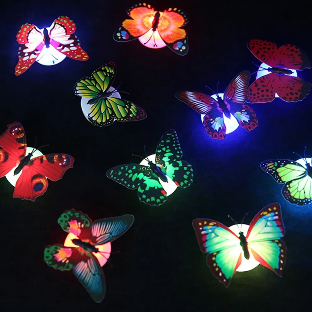 1/5/10pcs Color Light Butterfly Wall Stickers Easy installation Night Home Living Kid Room Fridage Bedroom Decoration | Лампы и