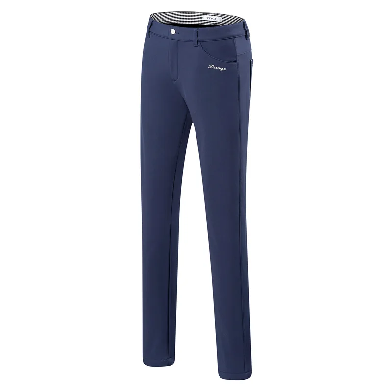 Golf Pants Women's Trousers Autumn Winter Thicken Pants High-elastic Keep Warm Slim Pants Ladies Fleece Sport Wear Long Trousers - Цвет: Синий