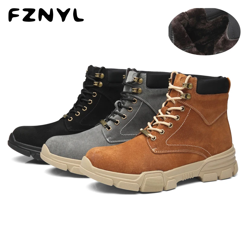 

FZNYL Men Winter Boots Hiking Shoes Short Plush Outdoor Casual Shoes Rubber Sole Tactical Military Boots Winter Shoes Size38-44