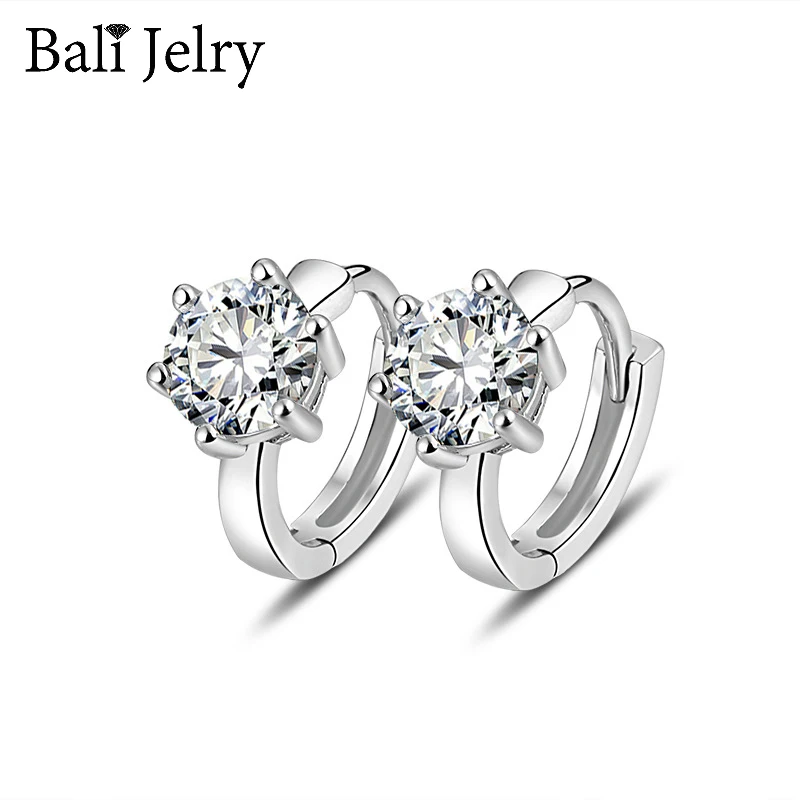 

Fashion Earrings 925 Silver Jewelry Round Shape Zircon Gemstone Drop Earring for Women Wedding Engagement Accessory Dropshipping