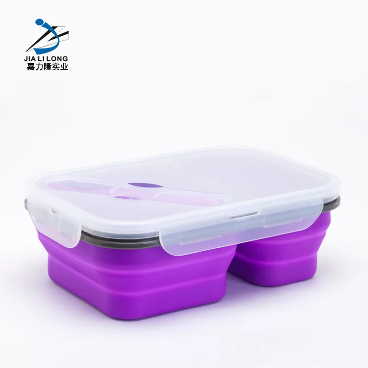 Cross Border Silicone Folding Lunch Box Creative Tableware Seperated Microwave Oven Outdoor Retractable Silica Gel Instant Noodl