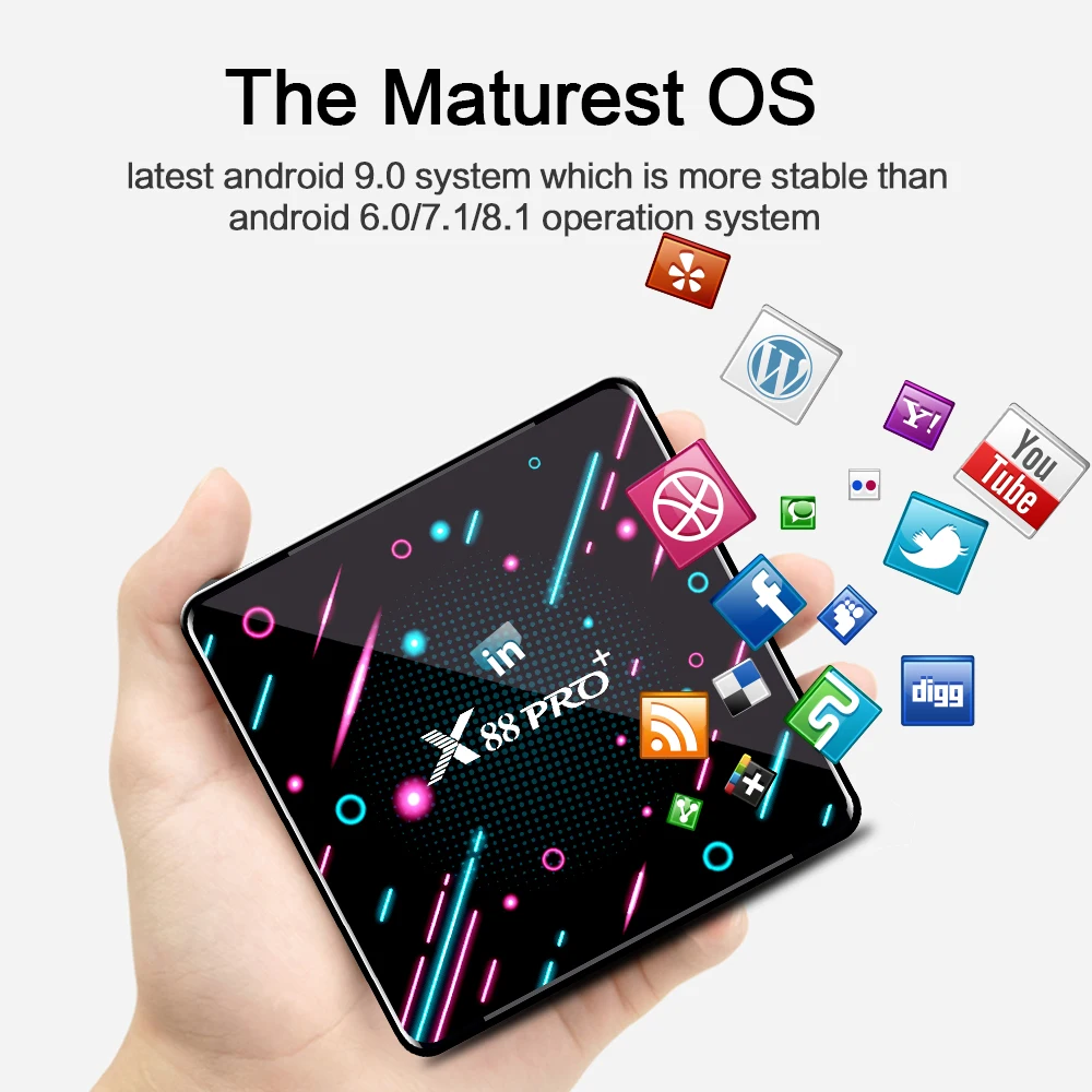  Android 9.0 TV BOX Smart TV BOX X88 Pro Plus Octa Core RK3368 Google Voice Assistant 4K Dual Wifi B