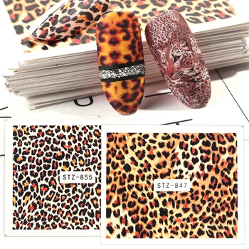 

1pc Leopard Print Stickers For Nails Animal Decals Water Transfer Foils Wraps New Design Tattoo Nail Art Decoration TRSTZ845-855