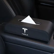 Автомобильный тканевый ящик для Tesla модель 3 модель S модель X Авто Tesla логотип печать подлокотник из искусственной кожи коробка кожаный тканевый чехол аксессуары для интерьера