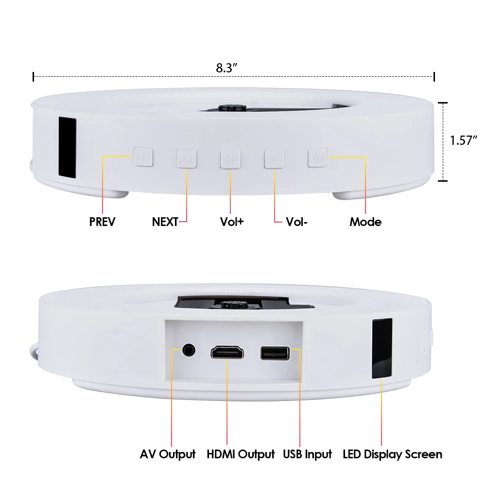 Qosea портативный настенный Bluetooth CD/DVD плеер USB светодиодный дисплей HiFi динамик аудио с пультом дистанционного управления FM радио встроенный