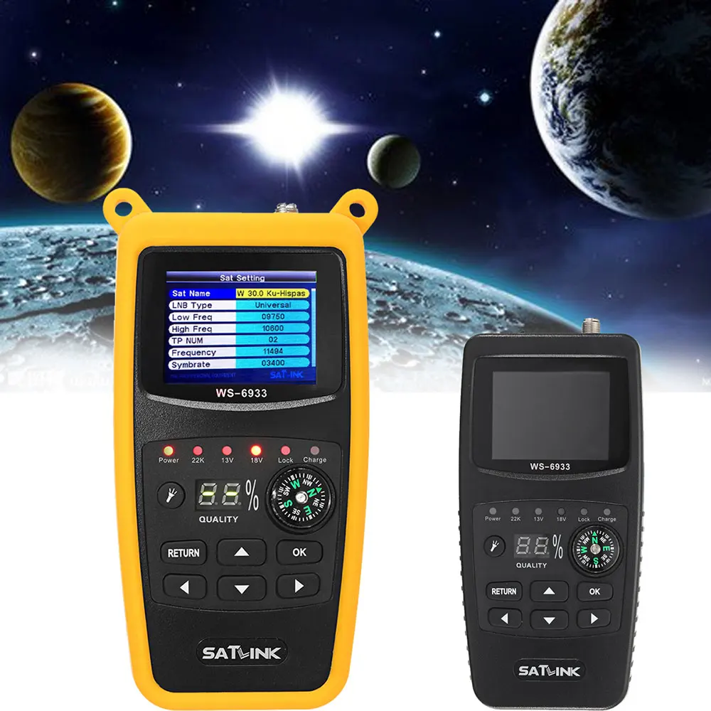 Satlink WS-6933 DVB-S2 FTA Digital Satellite Signal Finder Meter Signal Detector Compact US Plug Digital Satellite Signal