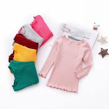 

2019 New Autumn Warm Baby Girls Long Sleeve Solid T-shirt Kids Cotton Tops Tees Casual Blouse