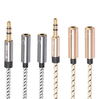 

Hot REXLIS(9.8inch) 3.5mm Dual Headphone Jack Splitter Adapter, AUX Stereo Earphone Earbuds Y o Split Adapter Cable Compatib