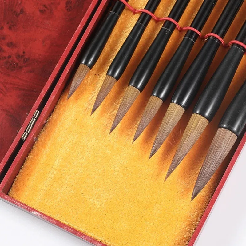 7pcs Wolf Hairs Calligraphy Brushes Pen Set Painting Supply Art with Box Chinese Traditional Culture For Adult Children | Канцтовары для