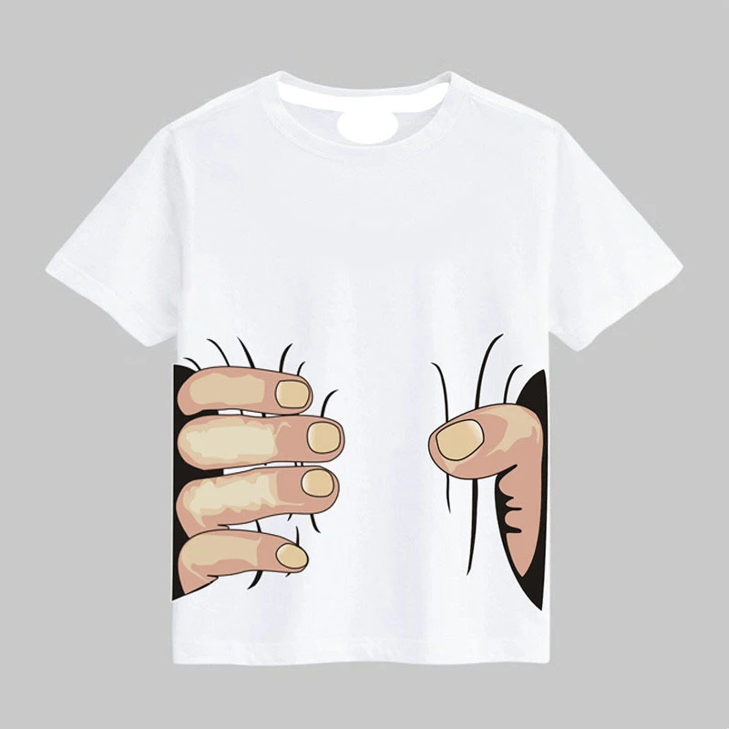 Новые летние футболки для маленьких мальчиков и девочек Детские хлопковые футболки с короткими рукавами и 3D-принтом «большая рука» Для малышей Детская одежда топы, футболки
