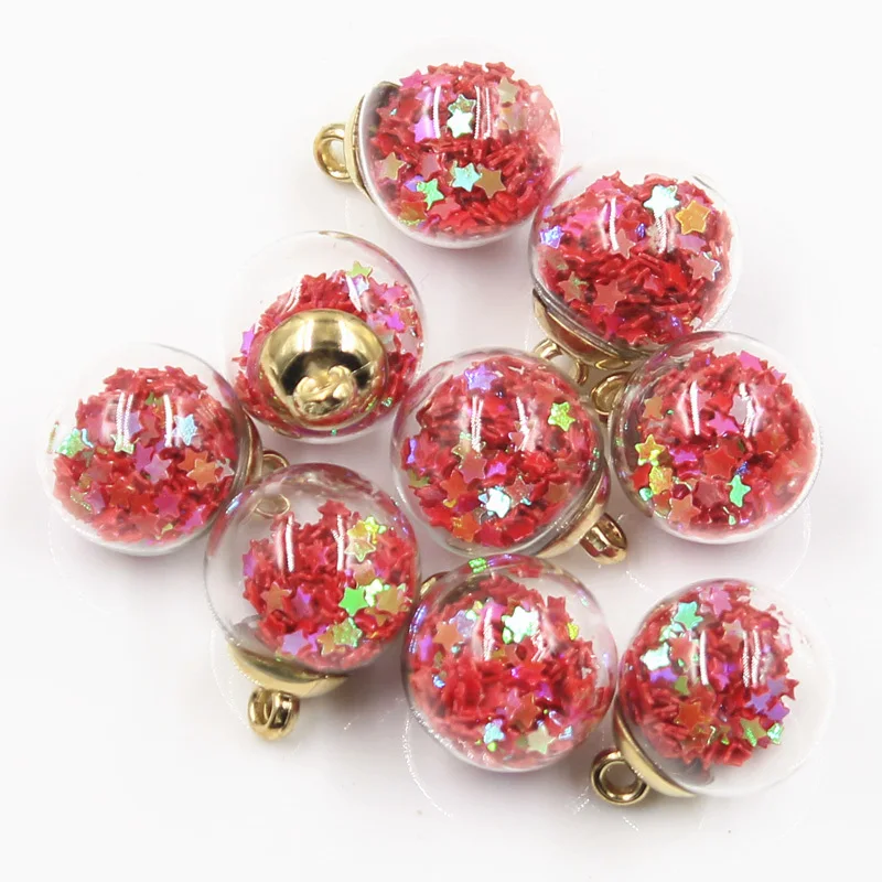 20pcs Charms Star Sequins Transparent Glass Ball 16mm Pendants Crafts Making Findings Handmade Jewelry DIY for Earrings Necklace