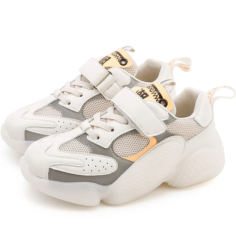 New Autumn Kids Casual Sneakers Baby Girls Running Shoes Children Mesh Sport Sneakers Boys Black Brand Chunky Sneakers Trainers - Цвет: Бежевый