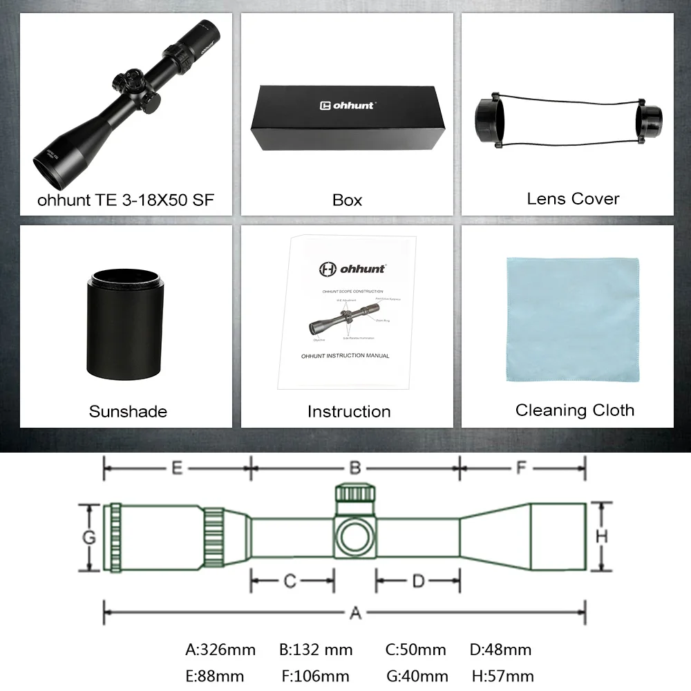 Охота ohhunt тонкий край 3-18X50 SF Riflescopes Боковая регулировка параллакса Mil Dot стекло Etched сетка Turrets замок сброс съемки область