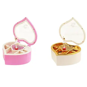 

Heart Shape Dancing Ballerina Music Box Plastic Jewellery Box Carousel Hand Crank Music Box Mechanism Gift For Valentine'S Day