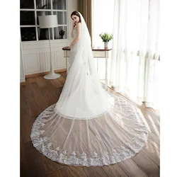 Top Quality Wedding veils Sparkling Applique Long Bridal veils 3m*3m Soft Tulle with Comb  New Arrival Free Shipping