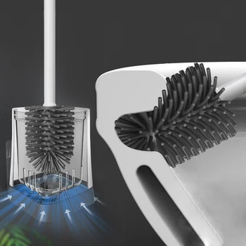 

GURET Silicone Toilet Brush With Holder Set Long Handle Household Bathroom Cleaning Brush For Toilet Tools Bathroom Accessories