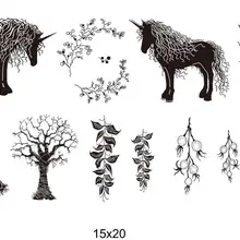 Единорог Дерево Цветок Прозрачный штамп или штамп для DIY Скрапбукинг/изготовление открыток/Детские забавные украшения A608