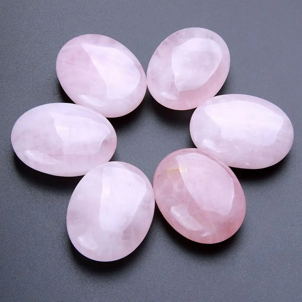 AITELEI Piedra curativa de cuarzo rosa con cristal de palma cuarzo rosa piedra preciosa de cuarzo para joyería que hace que la terapia de preocupación sea suave 