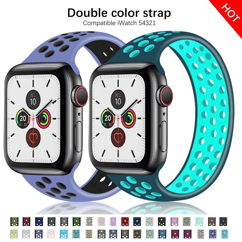 Ремешок силиконовый для Apple watch band 40 мм 44 мягкий спортивный браслет петля iWatch Series 6