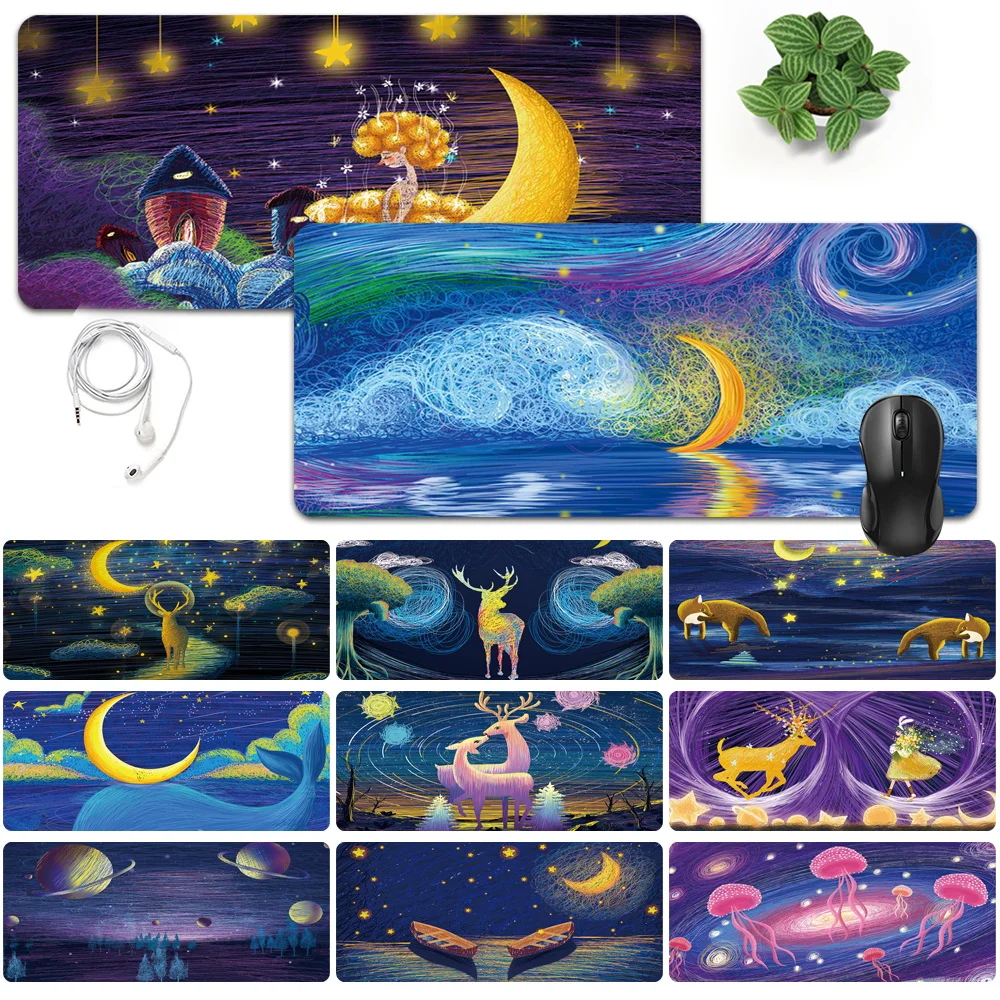 

Easy-to-clean And Large Mouse Mat Anti-slip Waterproof PU Leather Computer Mousepad Paint Pattern Game Mouse-pad