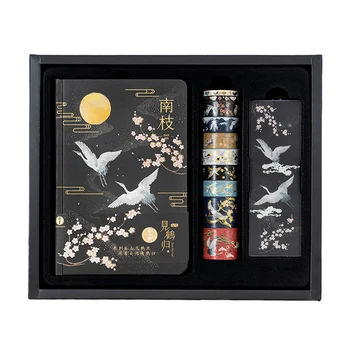 

Chinese Style Masking Tapes Gift Box Set Painted Book Antiquity Design Crane Theme Notebook Chinese Gift