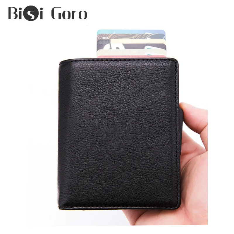BISI GORO из искусственной кожи RFID бизнес держатель для карт карбоновые кошельки