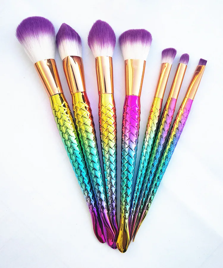 

7PCS Makeup Brushes Kit makeup Tool Mermai Cosmetics Foundation Artist Mermaid Highlighter Face Set Of Bronzer Eyeshadow Lip