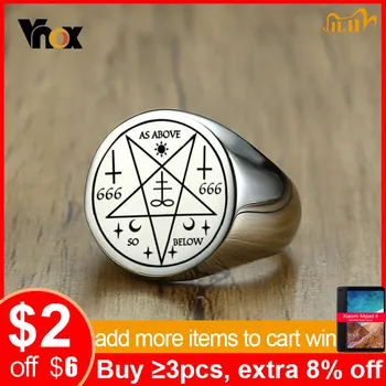 

Vnox Personalized Mens Signet Ring Leviathan Cross Stamp Stainless Steel Chunky Fraternal Rings Anti Allergy Custom Gift for Him